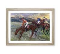Three Jockeys By Edgar Degas Classic Painting Framed Print | A3 Oak Framed Wall Art | Ready to Hang | Classic Historical Picture | Living Room Bedroom Lounge Office