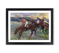 Three Jockeys By Edgar Degas Classic Painting Framed Print | A4 Black Framed Wall Art | Ready to Hang | Classic Historical Picture | Living Room Bedroom Lounge Office
