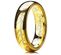 Three Keys Jewelry 18K Gold Plated 6mm Tungsten Wedding Ring Engagement Band Script Laser for Men Women Size 12.5