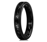 THREE KEYS JEWELRY 4mm/8mm Black/Gold/Rose Gold Tungsten Ring Wedding Band Engagement Ring Custom Ring for Men Women Couple Comfort Fit Matte Finish Edge Center Inlay Silver Shreds/Red Foils, 9.5