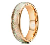 THREE KEYS JEWELRY 4mm White Created-opal / Shell Rings for Women Rose Gold Tungsten Engagement Wedding Gifts Bands, Metal, not known