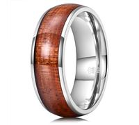 THREE KEYS JEWELRY 8mm Titanium Wedding Band for Men Women Sapele Wood Inlay Engagement Ring, 7 UK, Metal, No Gemstone