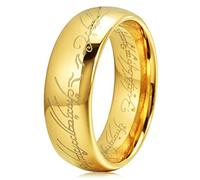 Three Keys Jewelry 8mm Tungsten Wedding Ring 18K Gold Plated Band Script Laser for Men Women Size 11.5