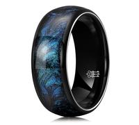 THREE KEYS JEWELRY 8mm Wedding Band for Women Men Black Plated Tungsten Ring with Blue-Green Sparkling Quicksand, 13, Metal, No Gemstone