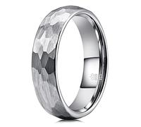 THREE KEYS JEWELRY Hammered Tungsten Wedding Rings 4mm 6mm 8mm Grey Rose Gold Inner Engagement Band, Metal, not known,