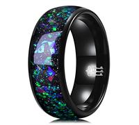Three Keys Jewelry Men and Women Wedding Bands 8mm Tungsten Galaxy Blue Stone Carbide Ring Real with Polished Infinity Unique for Him Black Size 9
