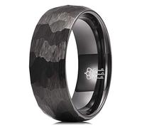 Three Keys Jewelry Men Hammered Wedding Bands Tungsten 8mm Carbide Ring with Jewels Brushed Infinity Unique for Him Black Size 10.5