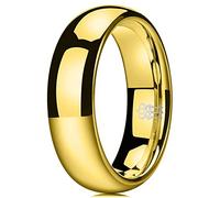 Three Keys Jewelry Men Wedding Bands 6mm Gold Tungsten Carbide Ring with Jewels Domed Polished Infinity Unique for Him Size 7