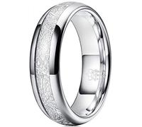 Three Keys Jewelry Men Women Wedding Hunting 6mm Bands Tungsten Viking Carbide Meteorite Ring with Jewels Polished Infinity Unique for Him Silver Size 8