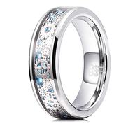 Three Keys Jewelry Mens Gear Charming Jewelry Tungsten Punk Mechanical Foil Stone Meteorite Inlay Polished Wedding Carbide Ring Band for Men Engagement Blue Silver Size 9