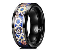 Three Keys Jewelry Mens Thumb Wedding Rings for Women Tungsten Gear Punk Mechanical Foil Inlay Carbide Ring With Jewels Polished Unique For Him Blue Black Size V