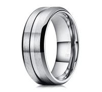 THREE KEYS JEWELRY Mens Titanium Unisex Brushed Grooved Silver Wedding Bands Rings for Men 8mm Comfort Fit Vintage size 8A size 8