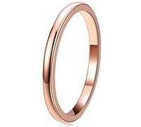 Three Keys Jewelry Women Wedding Bands 2mm Rose Gold Tungsten Carbide Ring with Jewels Domed Polished Infinity Unique for Her Size 7.5