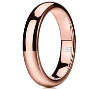 Three Keys Jewelry Women Wedding Bands 4mm Rose Gold Tungsten Carbide Ring with Jewels Domed Polished Infinity Unique for Her size 10