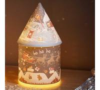 Three Kings Christmas Santa & Sleigh 'Ho Ho Ho' Festive House LED Lantern Decoration 20cm - Battery Operated