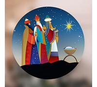 Three Kings Christmas Window Stickers Reusable - Double Sided Nativity Window Stickers - Nativity Scene Christmas Decoration Clings - Medium Size