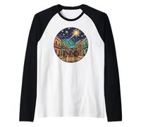 Three Kings Day San Juan Street Starry Night Style Raglan Baseball Tee