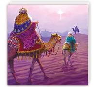 Three Kings Follow the Yonder Star - Charity Christmas Cards - Pack of 5 - Religious Art Traditional Design - Special Matt Finish - Made in the UK - Eco-Friendly