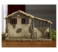 THREE KINGS GIFTS THE ORIGINAL GIFTS OF CHRISTMAS Three Kings Gifts Lighted Stable for Real Life Nativity, 7 Inch, Polycast, Brown, 7 in Scale