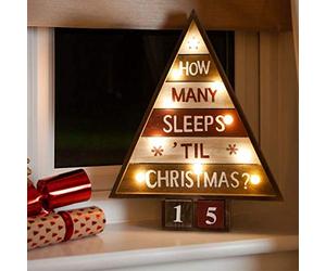 Three Kings Hpw Many Sleeps Until Christmas Countdown Xmas Sign Wooden LED Light Up Battery Powered