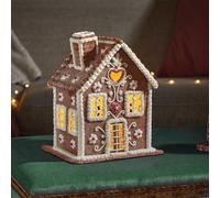 Three Kings Large LED Light Up Christmas Glitter Gingerbread Eidelweiss Chalet House 24cm Tall Table Top Decoration