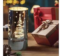 Three Kings LED Light Christmas Tree with Snowflakes Light Lamp 20cm Tall Lantern Christmas Festive Decoration - Silver Finish