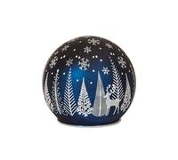 Three Kings LED Light Up Christmas Winter Forest & Reindeer Stag Decoration Sapphire Blue Globe | Works on a Timer | Battery Operated