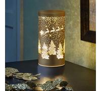 Three Kings LED Light Up Gold Santa & Sleigh Over a Forest 21cm Tall Lantern Lamp Decoration - Battery Operated