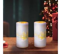 Three Kings Pack of 2 Christmas Festive Warm White LED Wonder Lights Lantern Lamp 15cm High Table Top Decoration Winter Snow Scene