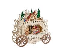 Three Kings Wooden Christmas Village Carriage LED Light Up 16cm Long Cut-out Design Table Top Decoration | Works on a Timer | Battery Operated