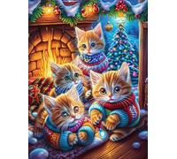 Three Kittens by Cozy Fireplace 300 Piece Pack DIY Jigsaw Puzzle Collectors Cognitive Development Educational Decorative Puzzle Gifts for Adults Premium Cardboard 300 PCS