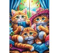 Three Kittens in Cozy Room 300 Pieces Jigsaw Puzzles For Men Educational Decompression Adults Anxiety Memory Care Mothers Valentines Gift Eco Friendly Material 300 PCS