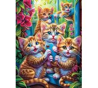 Three Kittens in Flower Garden 1000 Piece Count Premium Jigsaw Puzzle Mitos Fantástico Cuento De Hadas For Adults Teens 14+ Concentration Training Indoor Game Family Game Night