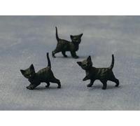 Three Kittens, Miniature, 20mm Dolls House Pet Accessory, Choice Of Colour (Black)