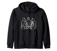 Three Laughing Monks Zip Hoodie