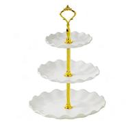 Three-layer Cake Stand Wedding Party Dessert Table Candy Fruit Plate Self-help Display Home Decoration Trays(White)