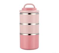 Three-Layer Portable Stainless Steel Insulation Lunch Box, Thermal Food Container Box for Work School Picnic Outdoor Travel Use(Pink)