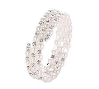 Three Layer Rhinestone Pearl Winding Spiral Bracelet Jewelry Charm Bracelet Birthday Surprise Gift For Woman Girls Flash Diamond Multi Layer Elastic Bracelet For Women Rose Hoops (White, One Size)
