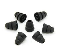 Three Layer Silicone Ear Tips Size L 3.8mm Black Pair | Sound Isolating Design, Smooth Elastic Fit, Prevents Leakage, Replacement Set for Ear Earphones