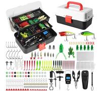Three-Layer Tackle Case, 213-Piece Fishing Set with Accessories: Includes bait, sinkers, hooks, tongs, bass and trout tackle, a perfect fishing gift for children and beginners.