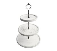 Three-Layer Wooden Cake Stand Rack For Displaying Assorted Treats Including Cupcakes Cakes Cookies And Candies At Events(A)