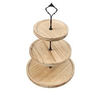 Three-Layer Wooden Cake Stand Rack For Displaying Assorted Treats Including Cupcakes Cakes Cookies And Candies At Events(C)