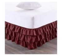 Three Layers Ruffles Bed Skirt With Wrinkle And Fade Resistant Fabric for Bed(Wine red,King 200x200x38cm)