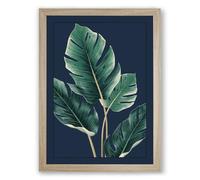 Three Leaves on Stem Botanical Framed Wall Art Print A1 (84.1×59.4cm) Oak, Wall Decor for Living Room, Bedroom, Office & Home, Ready to Hang, Art Gift