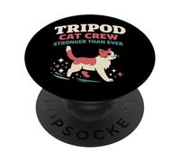 Three Legged Cat Support Squad Tripod Cat Resilience Heart PopSockets Adhesive PopGrip