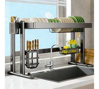 Three-Level Adjustable Double-Layer Large-Capacity Kitchen Storage Rack,Above The Sink for Dish Racks and drainers,Multi-Functional for Dishes,Utensils,and Knives(Single Layer,77cm
