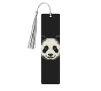 Three Lines Panda Head Wooden Bookmarks for Book Lovers, Handmade DIY Book Mark with Colorful Tassels Double-Sided Printed Page Markers Artistic Book Accessories Gift for Women Men