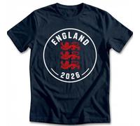 Three Lions Badge England T-Shirt - Unisex 100% Cotton Patriotic Tee Navy
