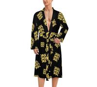 Three Lions Coat of Arms Mens Bathrobe Long Bath Robe Warm Spa Robe Nightgown Soft with Waist Belt