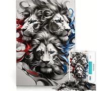 Three Lions Red White Blue 1000 Piece Jigsaws for Adults Puzzle Intellect Toy Relaxing Fun Quality Cut Fine Art Piece (38x52cm)